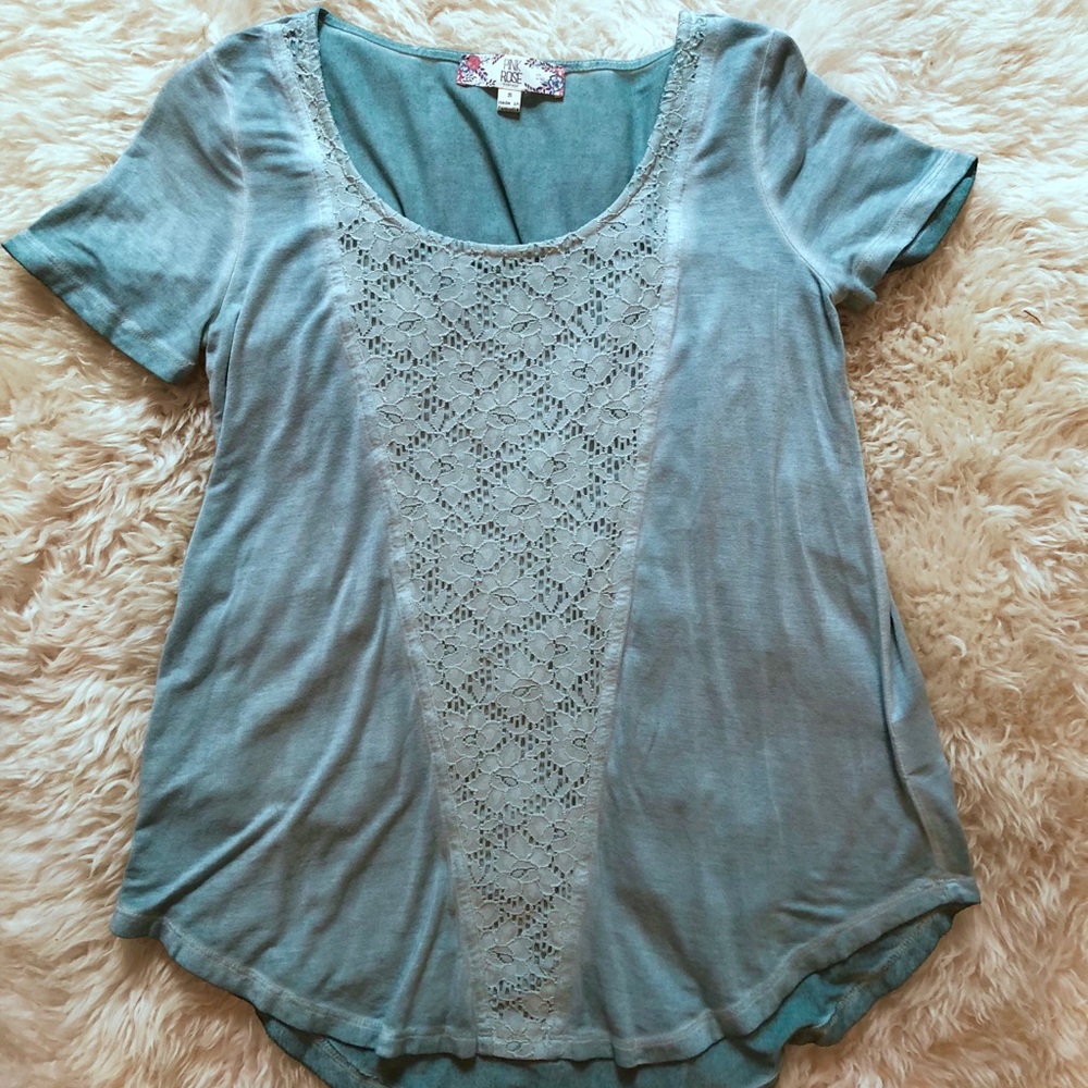 PINK ROSE baby blue blouse
